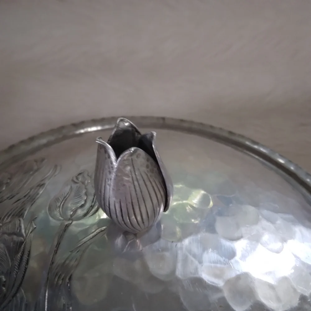 Vintage Hand Wrought Creations by Rodney Kent Hand pounded aluminum Tulip Dish